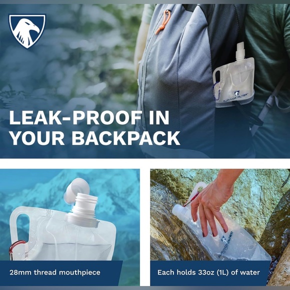 COPY - Two 1L Clear Collapsable Waterbottles - Picture 2 of 4